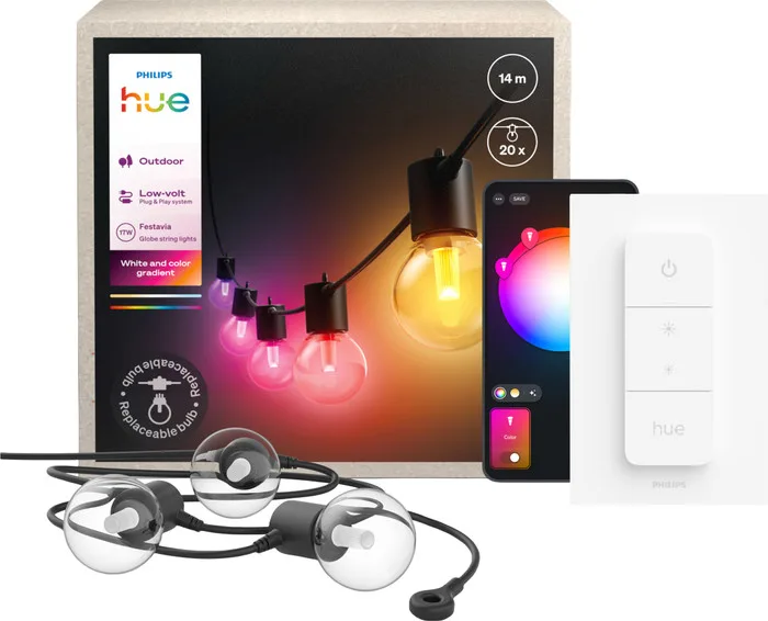 Philips Hue Festavia Globe Guirlande Lumineuse - 14 Mètres + Variateur