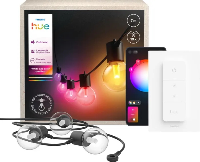 Philips Hue Festavia Globe Guirlande Lumineuse - 7 Mètres + Variateur