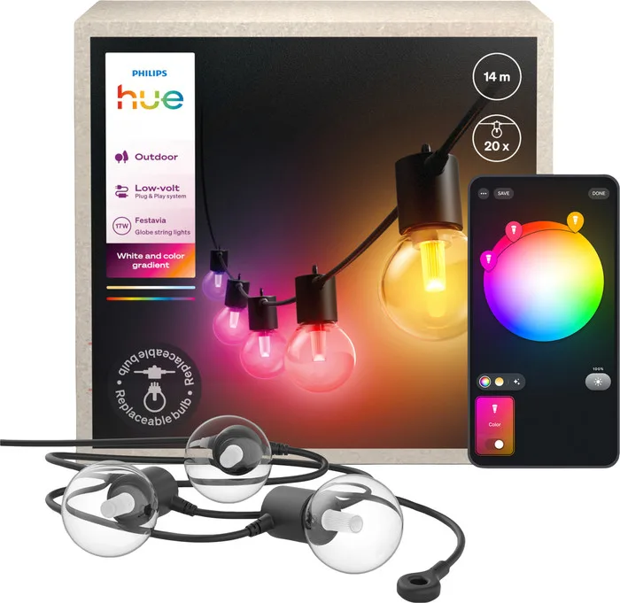 Philips Hue Festavia Globe Lichterkette - 14 m - 20 Lampen